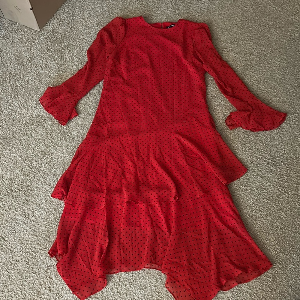 Red Polkadot Ruffled Dress